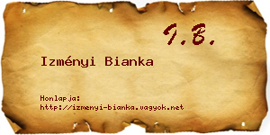 Izményi Bianka névjegykártya